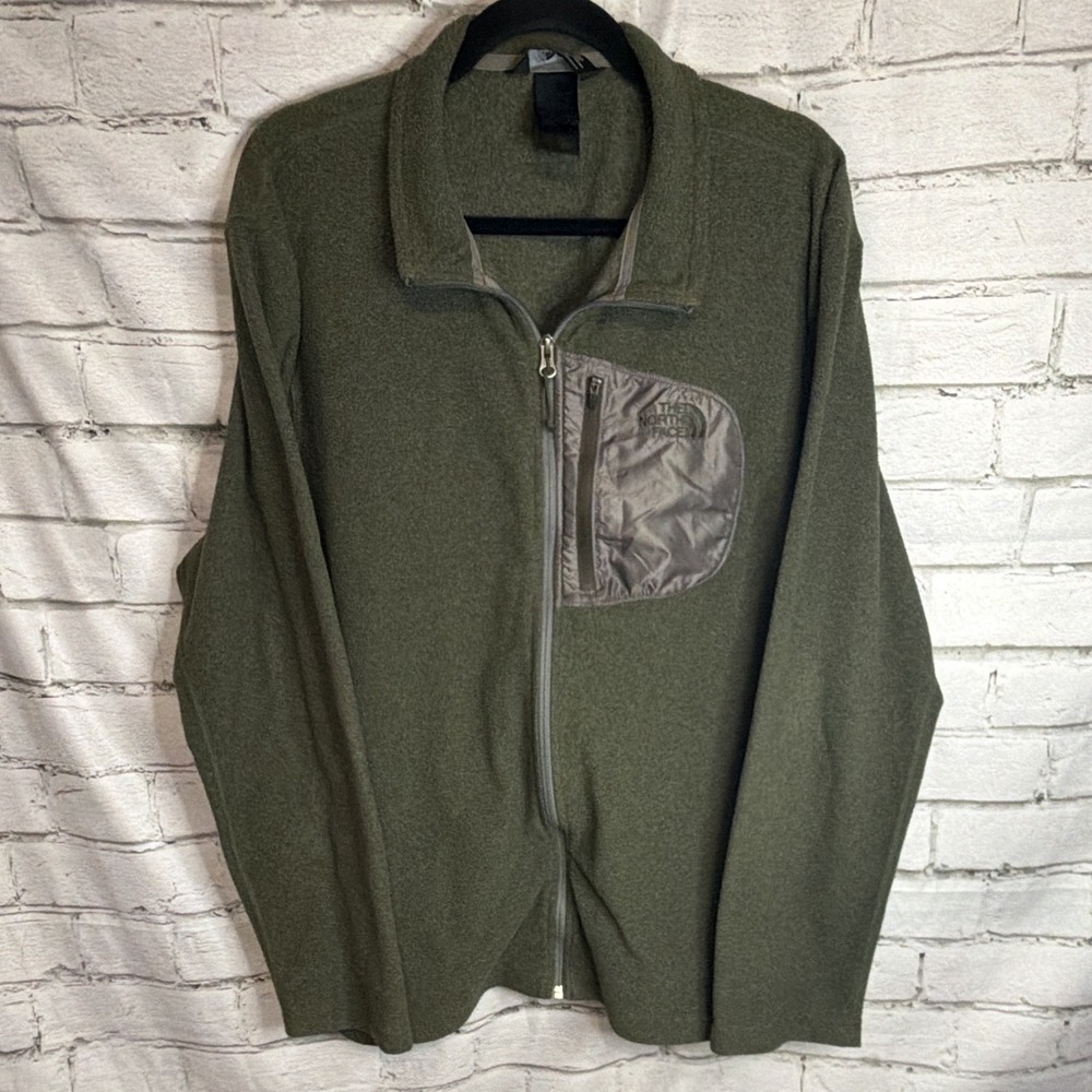 The North Face Mens 100 Tundra Full Zip Fleece Jacket XL Green